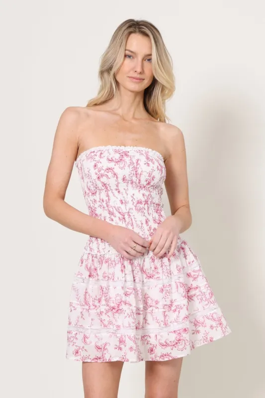 Michela Strapless Floral Dress sold by Mixology