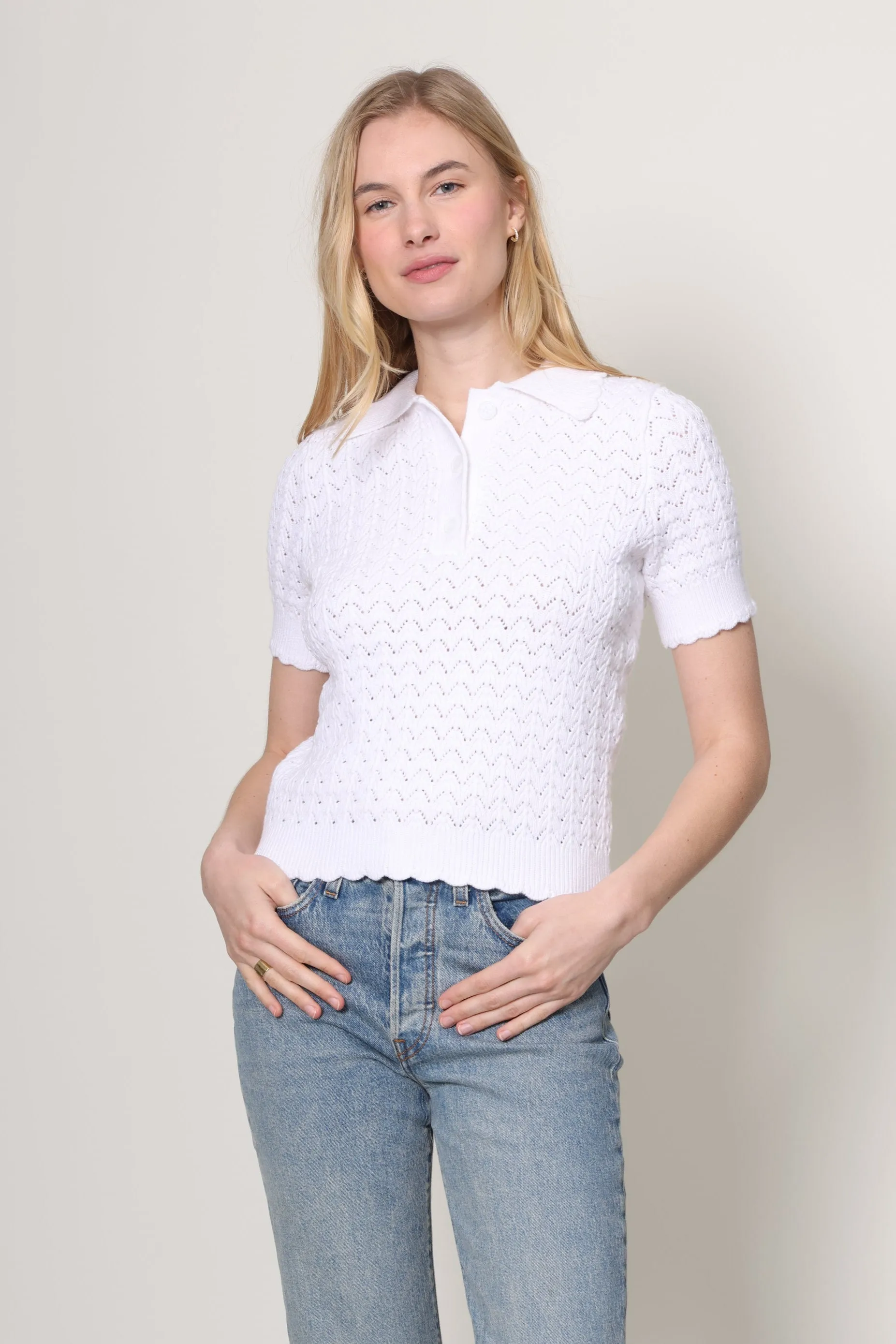 Open Stitch Polo Sweater sold by Mixology product image thumbnail 2