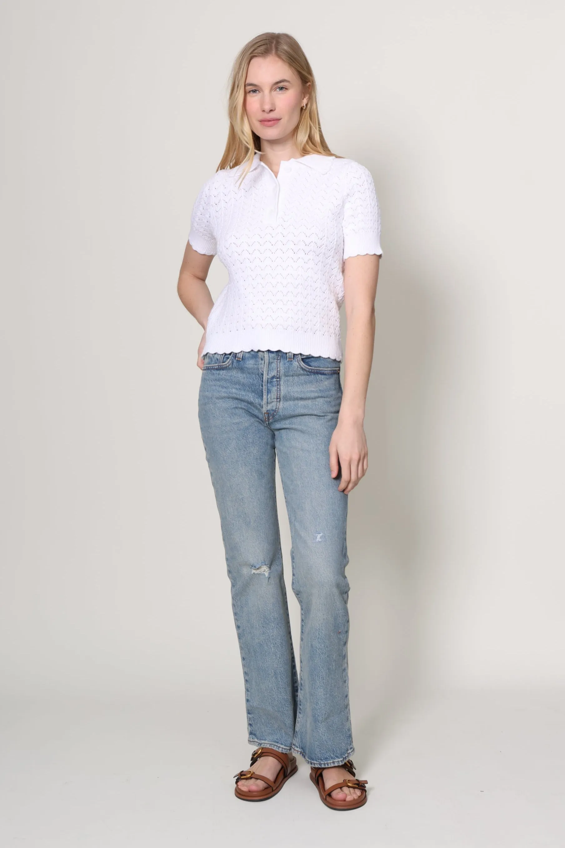 Open Stitch Polo Sweater sold by Mixology