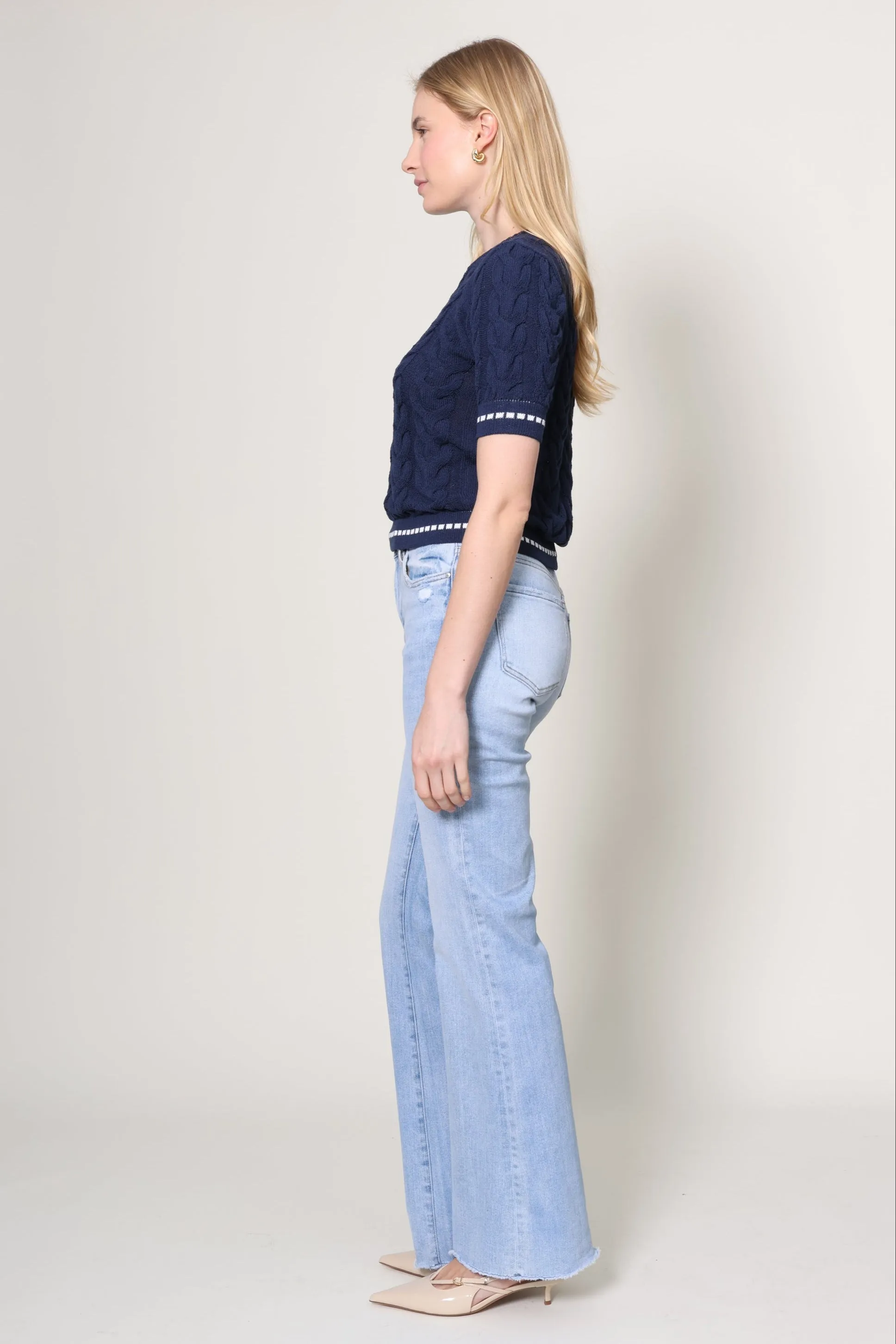 Cable Knit Short Sleeve Sweater sold by Mixology product image thumbnail 3