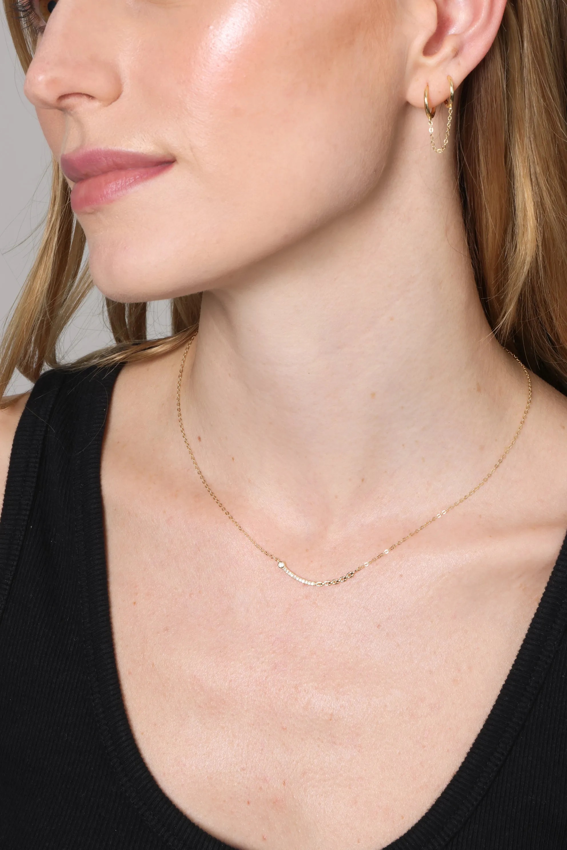 Jay CZ And Chain Bar Necklace sold by Mixology