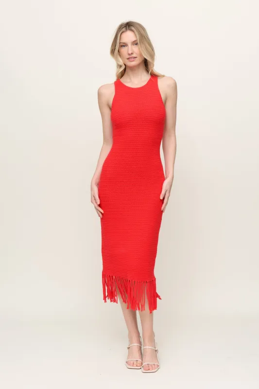 Nia Fringe Midi Dress sold by Mixology
