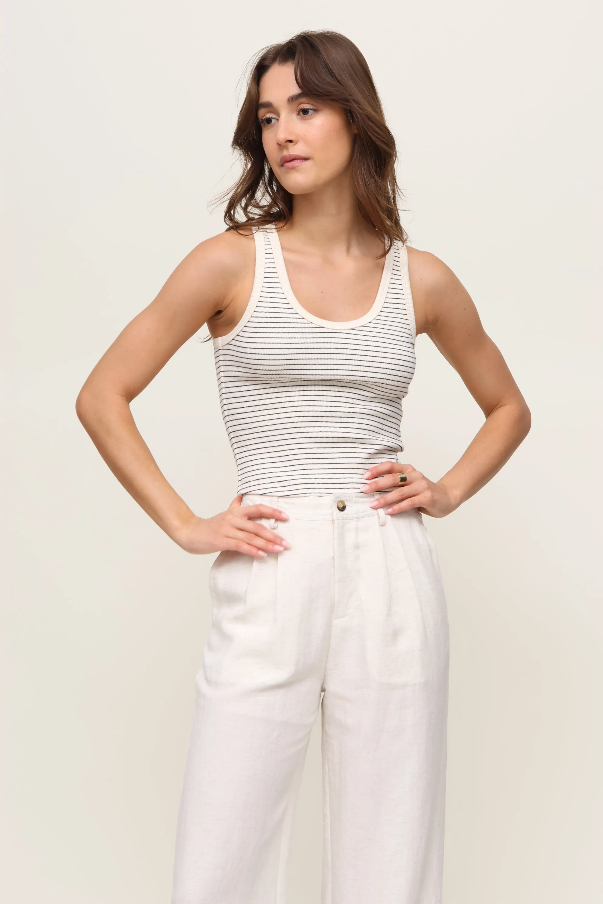Blondie Stripe Rib Tank sold by Mixology