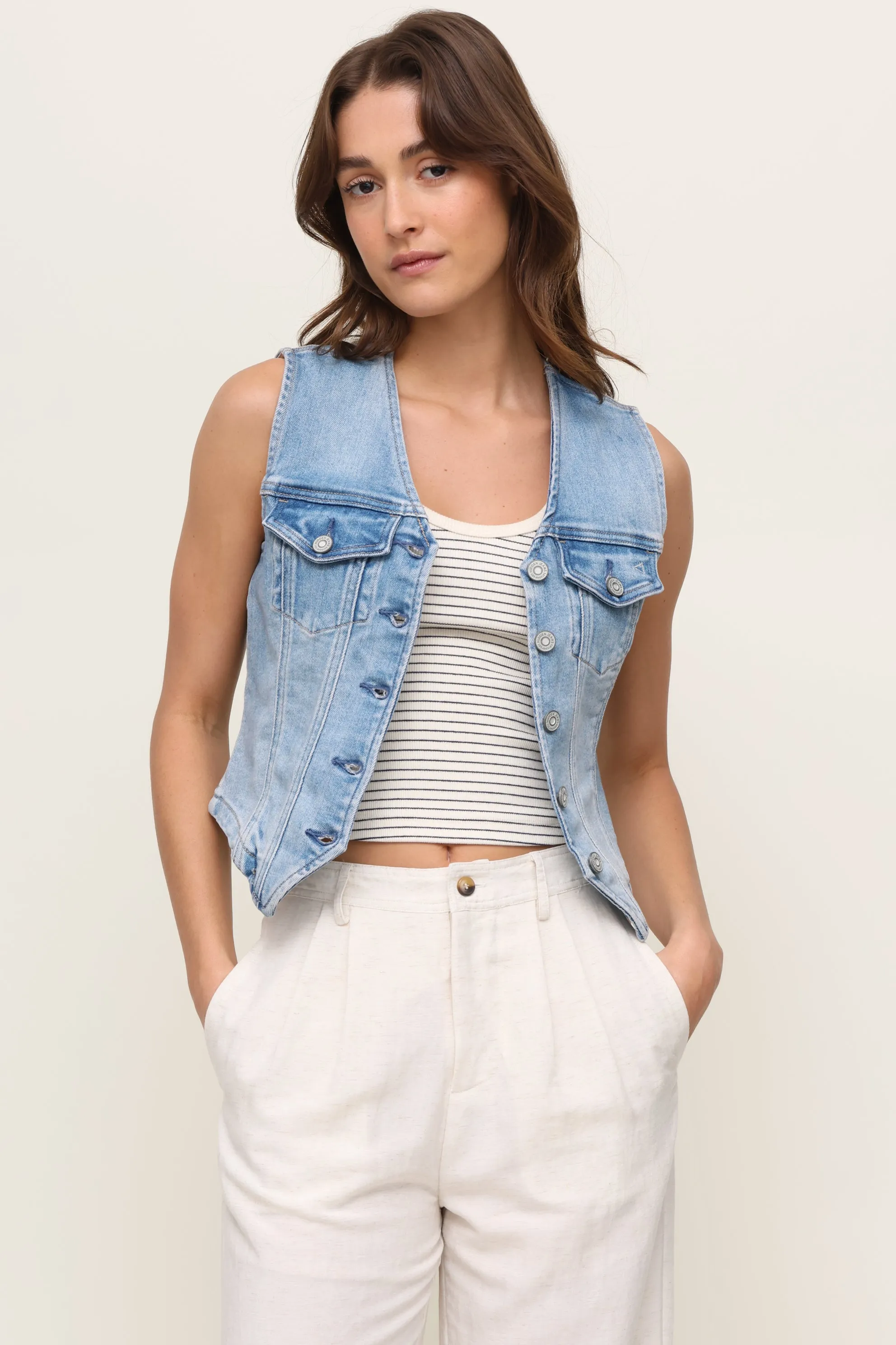 Light Wash Denim Vest sold by Mixology