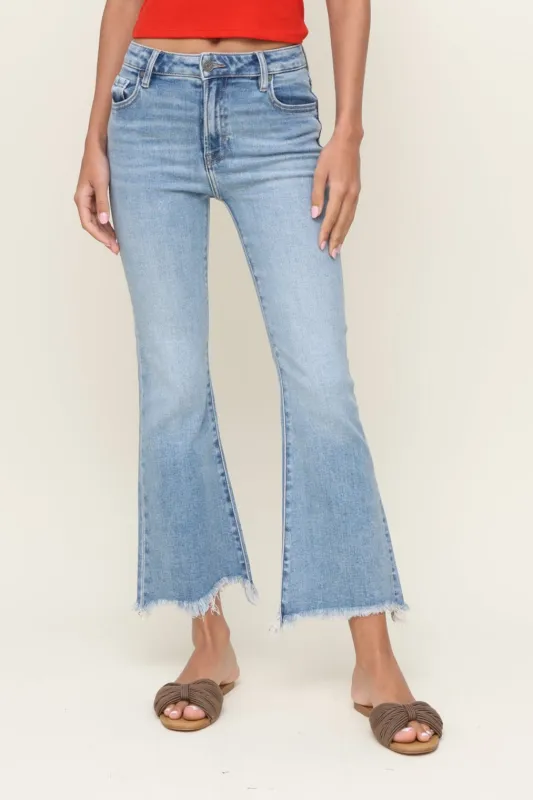 Happi Frayed Hem Crop Flare sold by Mixology