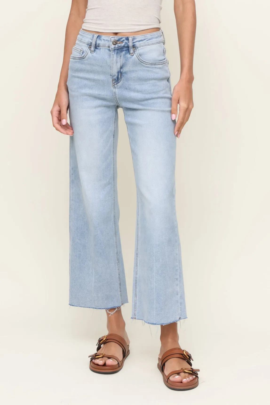 High Rise Wide Leg Raw Hem sold by Mixology