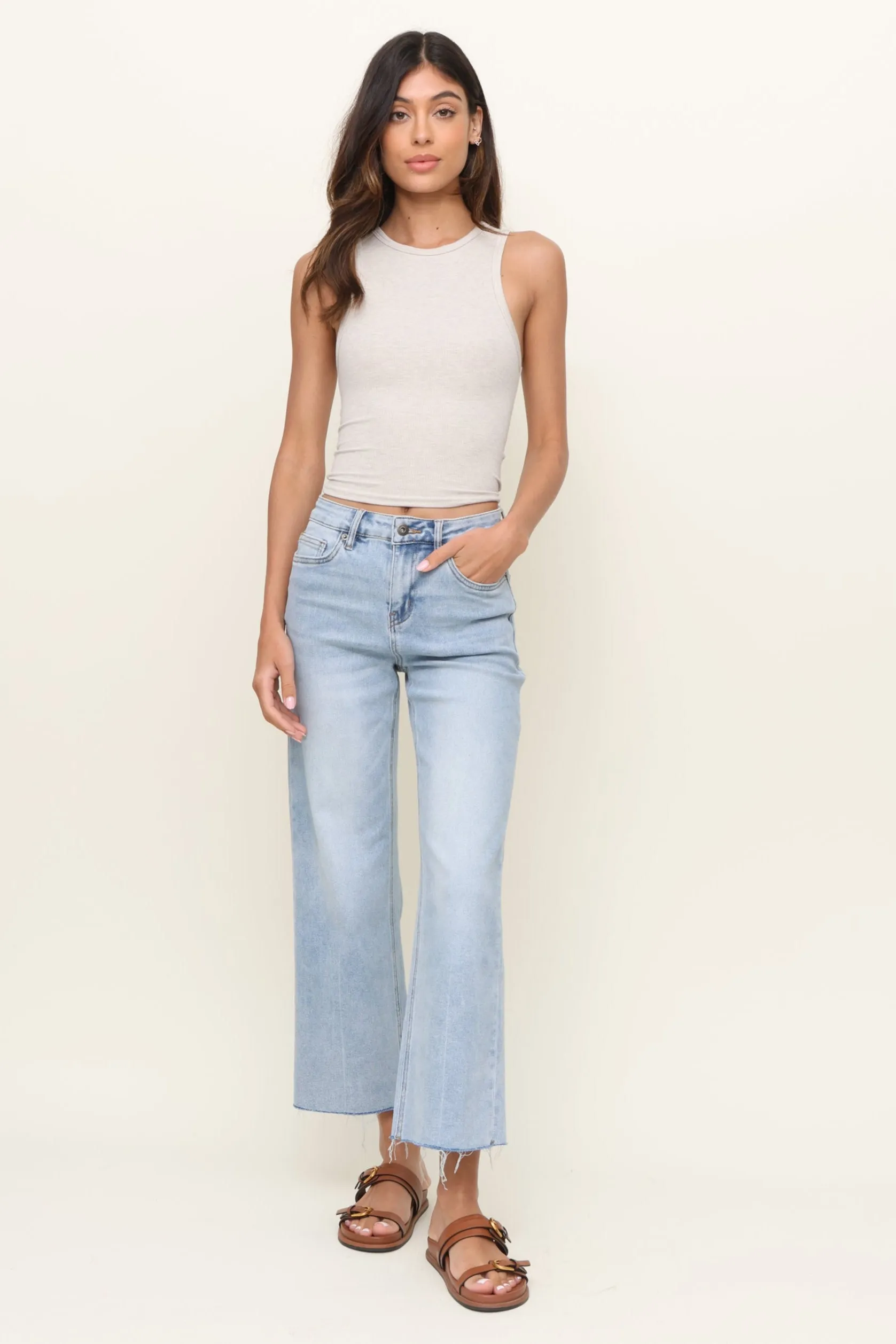 High Rise Wide Leg Raw Hem sold by Mixology product image thumbnail 2