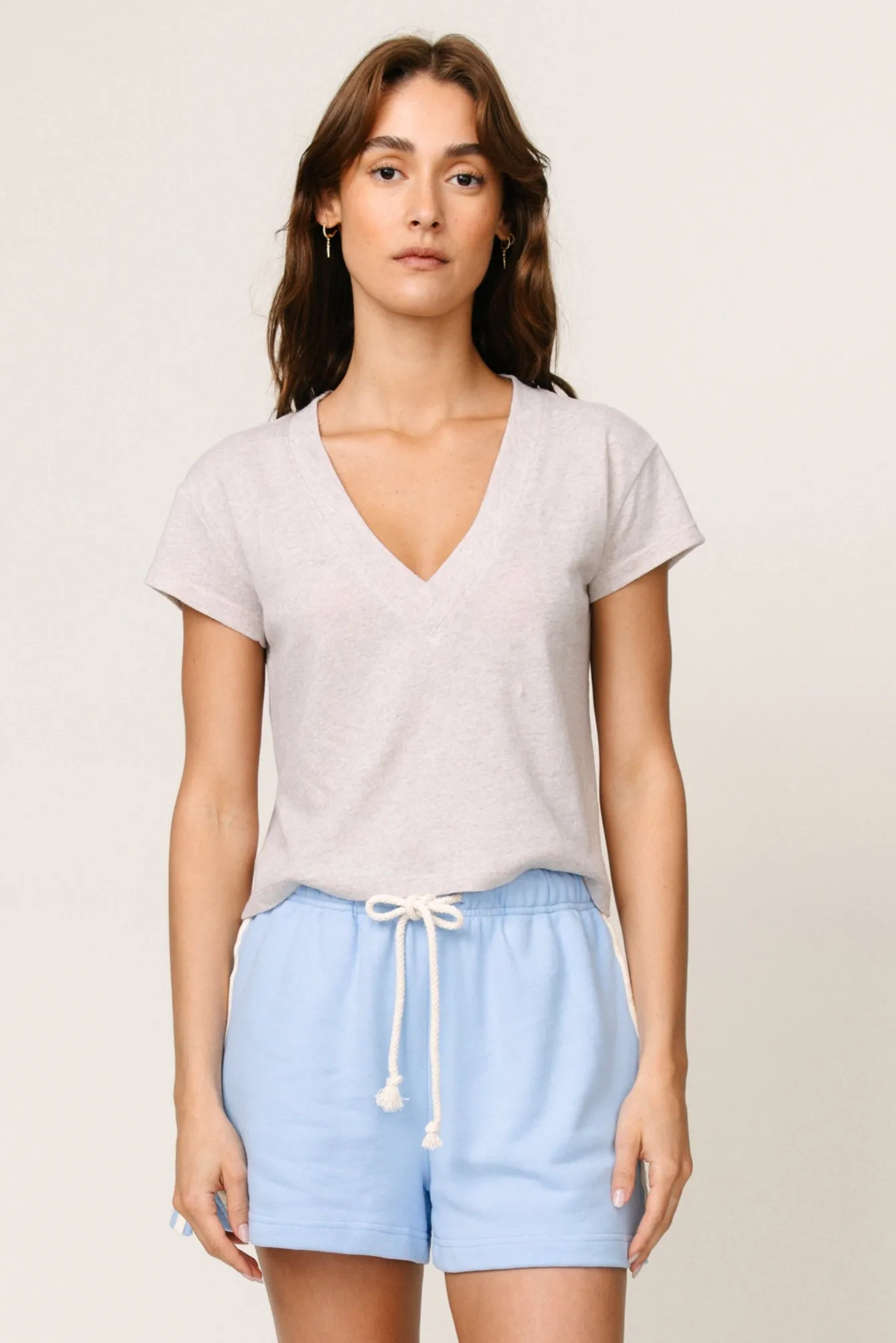 Rosie Linen Jersey V-Neck Tee sold by Mixology