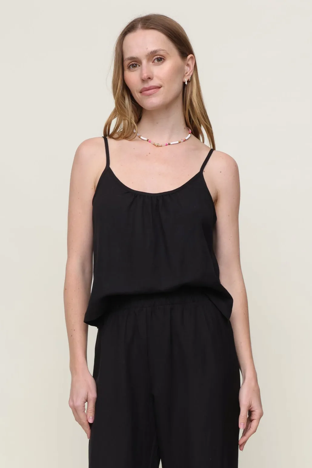 Paulette Woven Linen Tank Top sold by Mixology