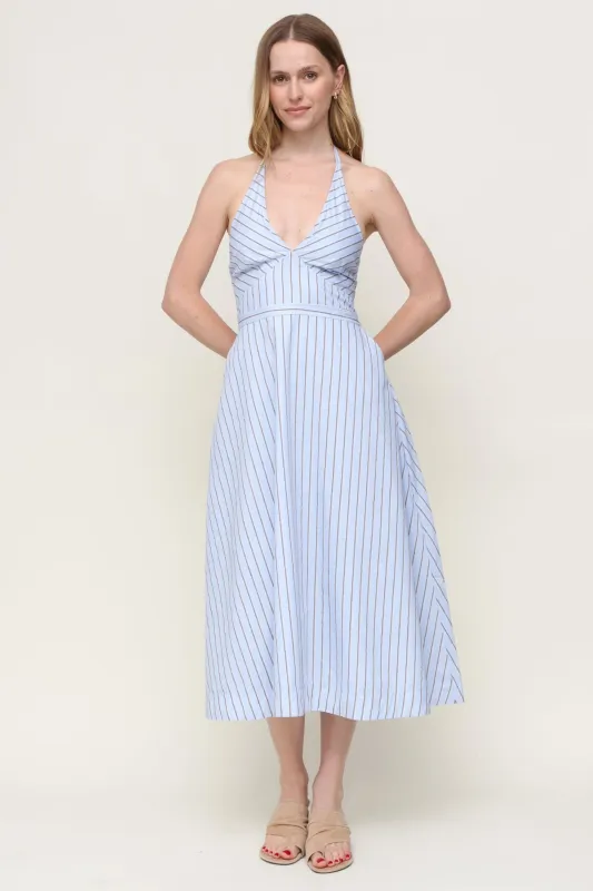 Mia Striped Halter Midi Dress sold by Mixology