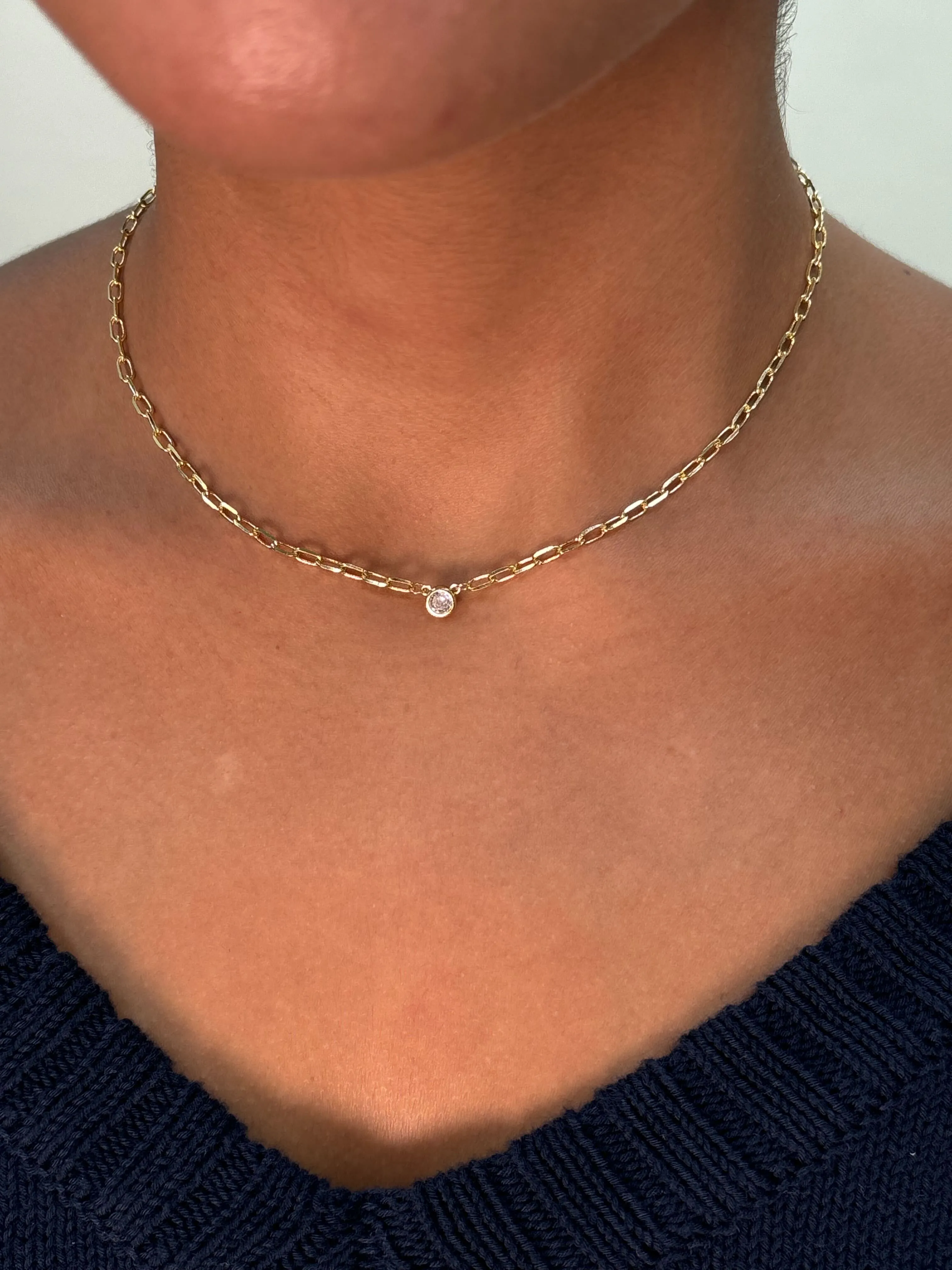 Cz Bezel Paperclip Choker sold by Mixology