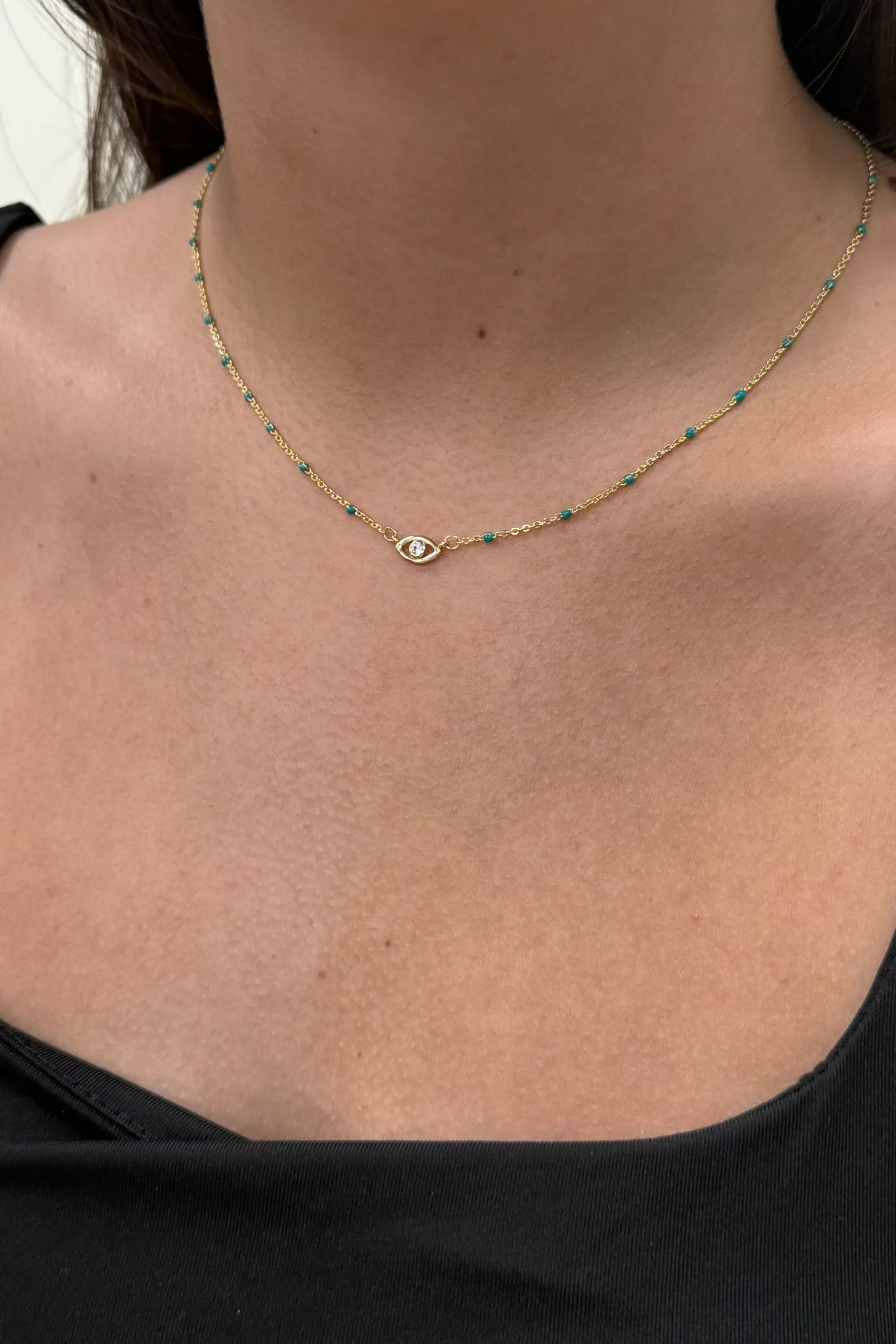 Evil Eye Turq Beaded Necklace sold by Mixology