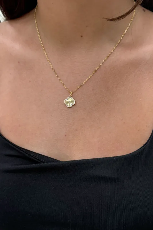 Pave Oulined Clover Necklace sold by Mixology