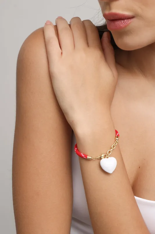 Jemma Puffy Heart On Cord Bracelet sold by Mixology