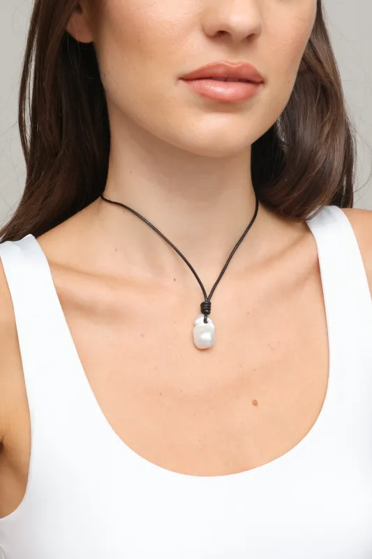 Pearl On Cord Necklace sold by Mixology