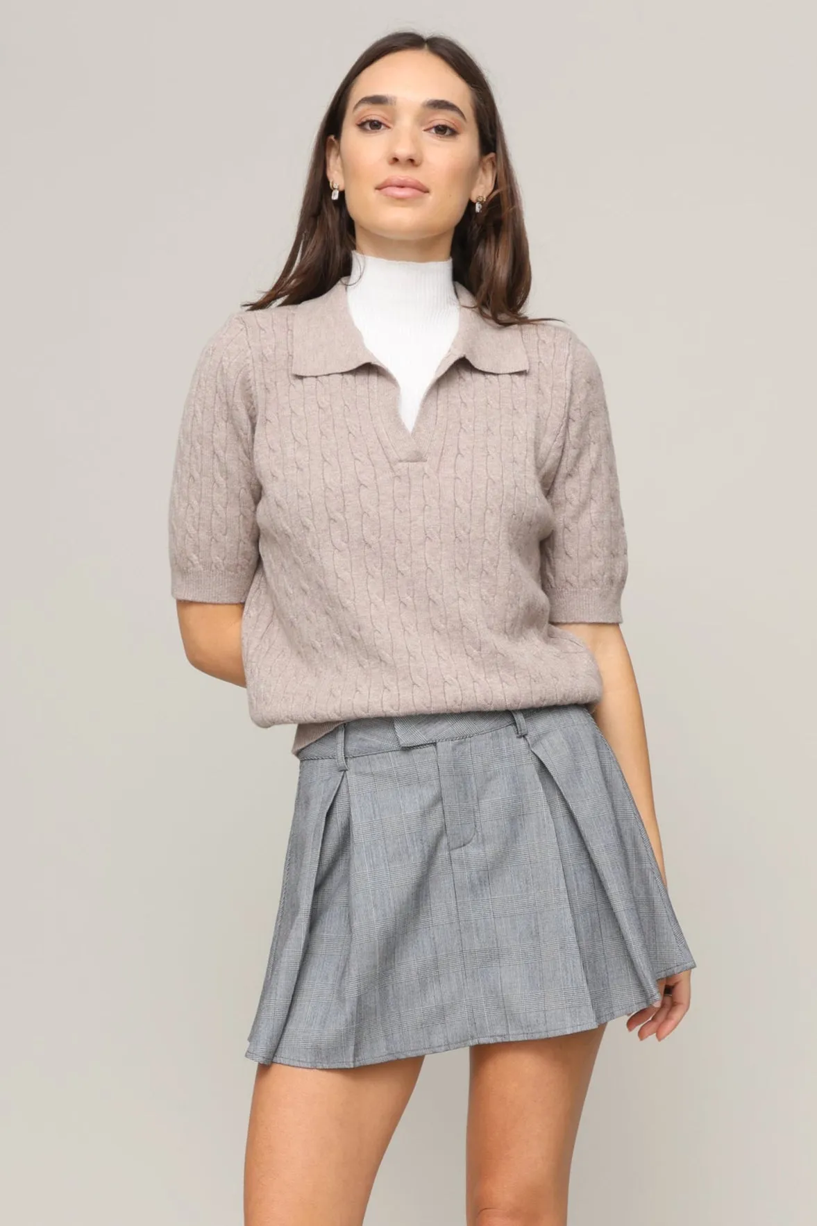 Ivy Short Sleeve Cable Sweater sold by Mixology