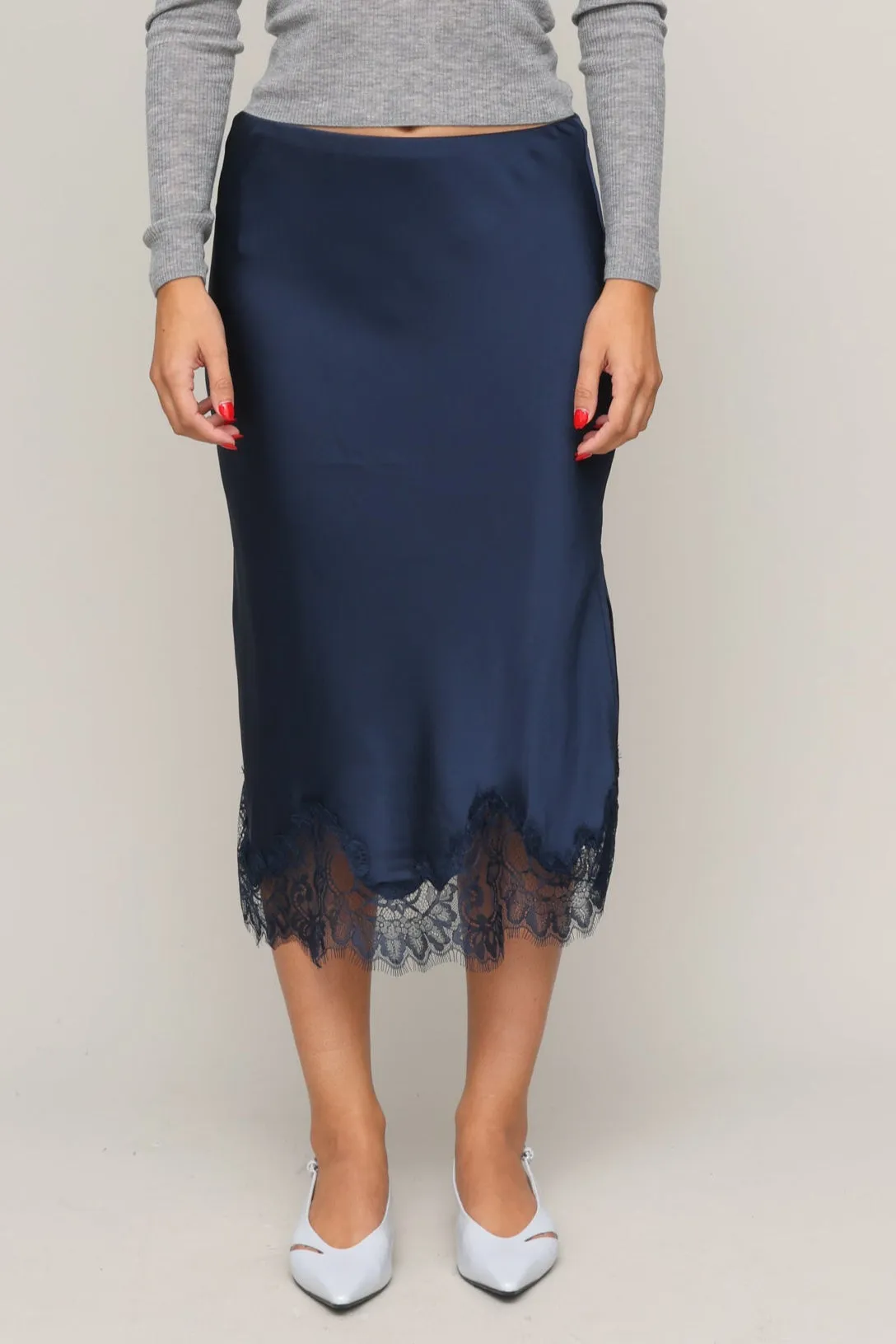 Luna Lace Trim Slip Skirt sold by Mixology product image thumbnail 2