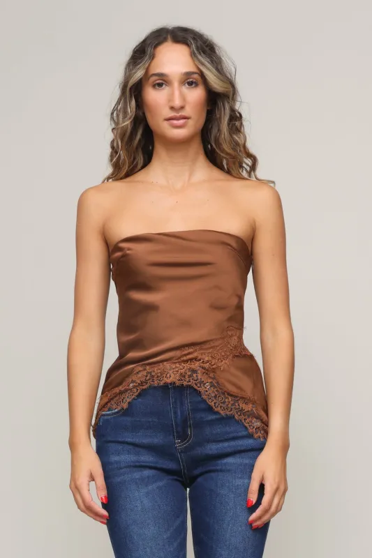 Roxy Strapless Lace Top sold by Mixology