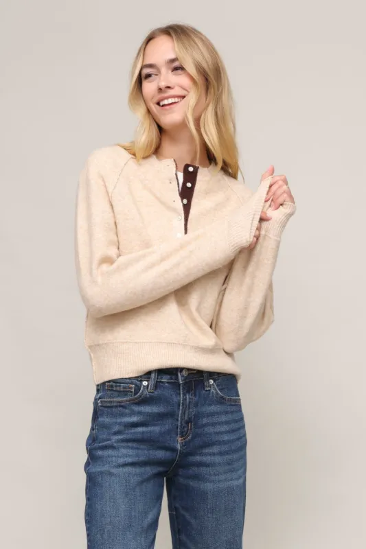 Alyson Contrast Henley sold by Mixology
