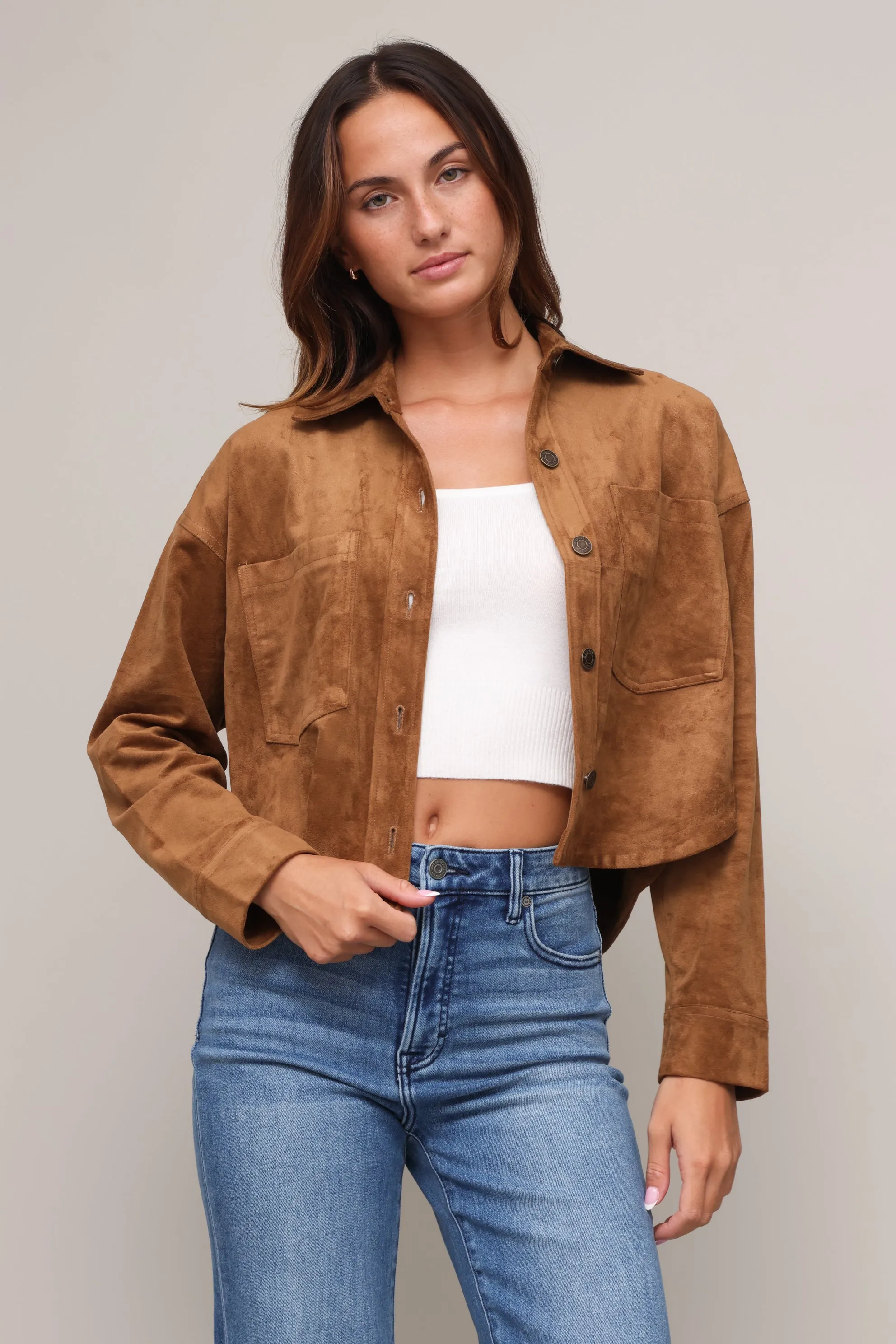 All Day Cropped Suede Jacket sold by Mixology