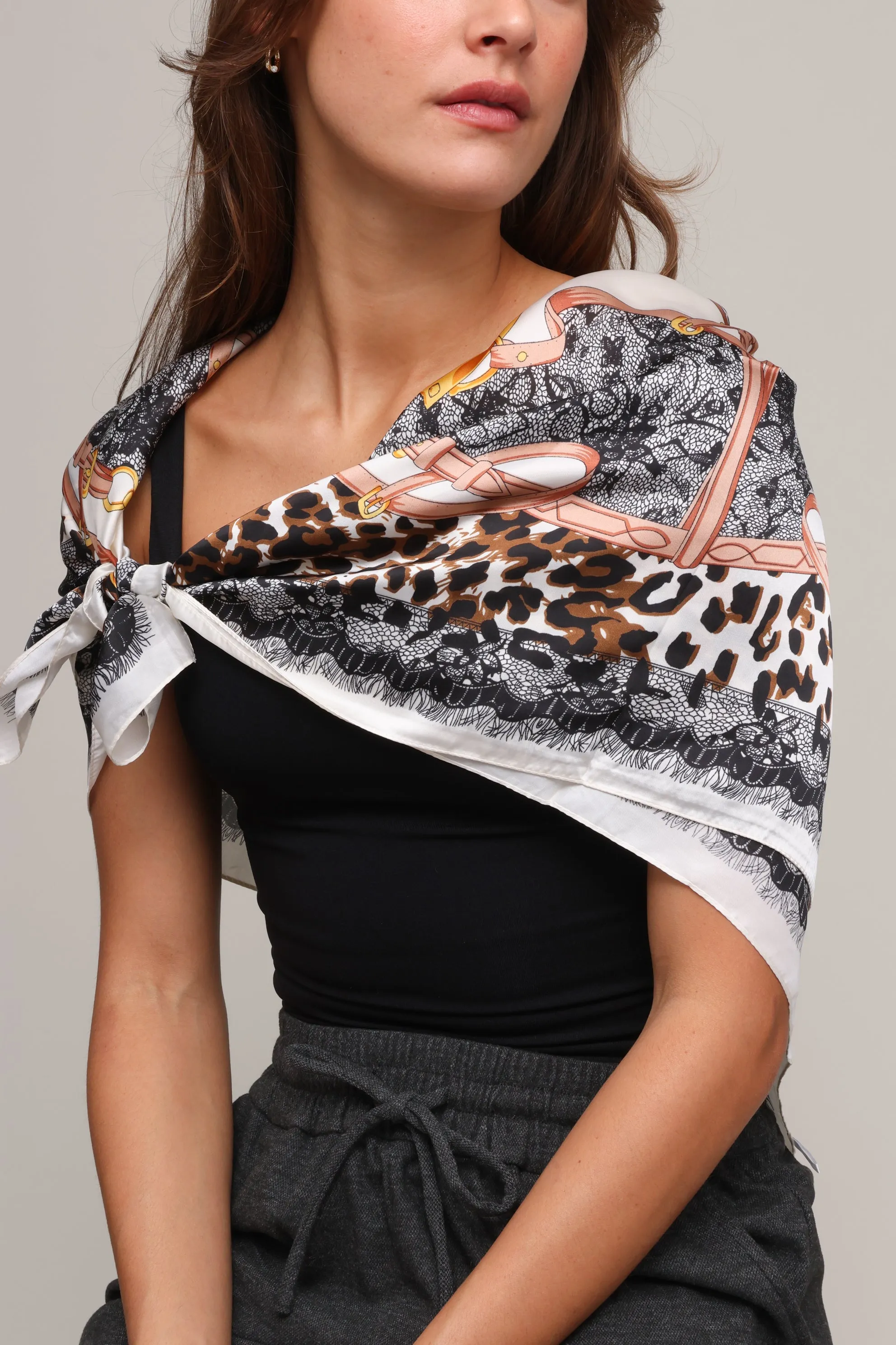 Leopard Silk Blend Scarf sold by Mixology