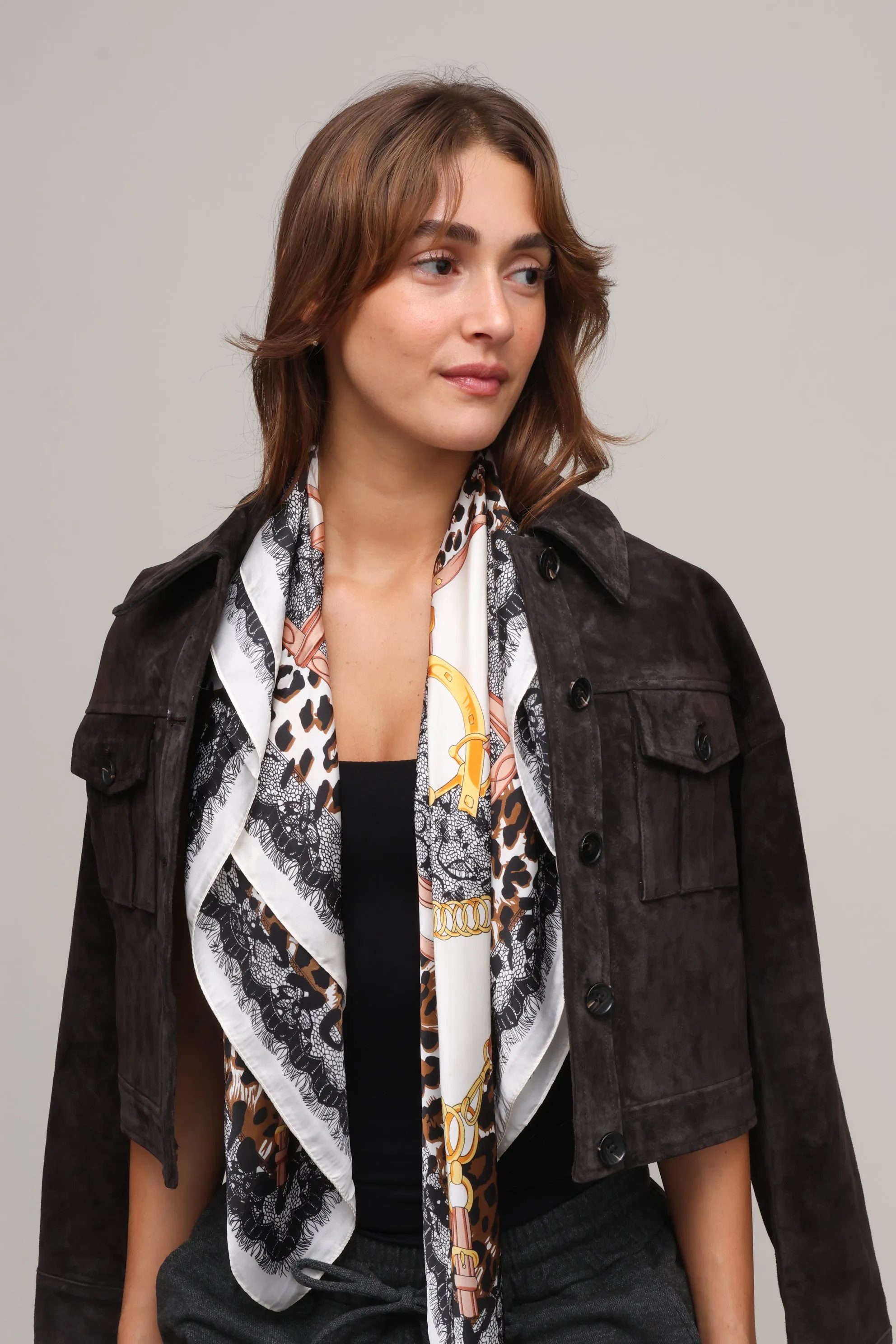 Leopard Silk Blend Scarf sold by Mixology product image thumbnail 3
