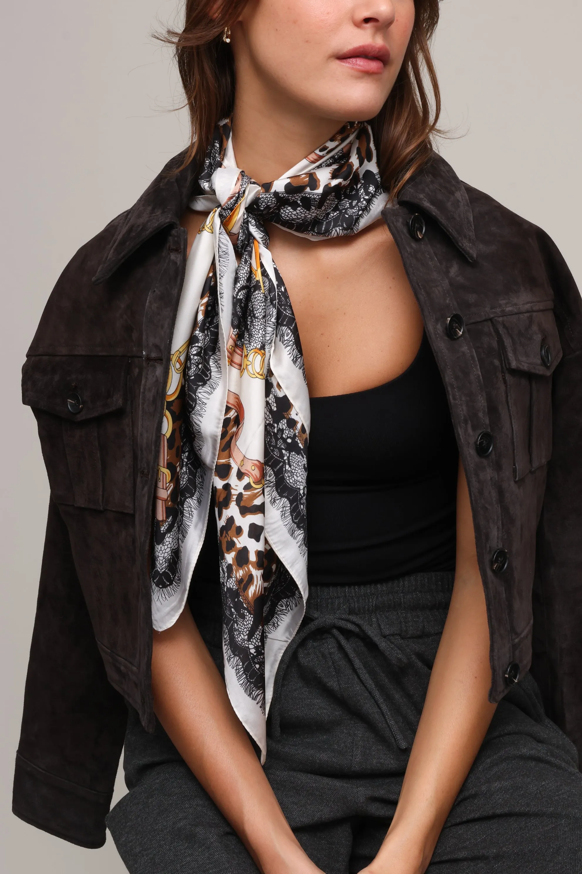 Leopard Silk Blend Scarf sold by Mixology product image thumbnail 2