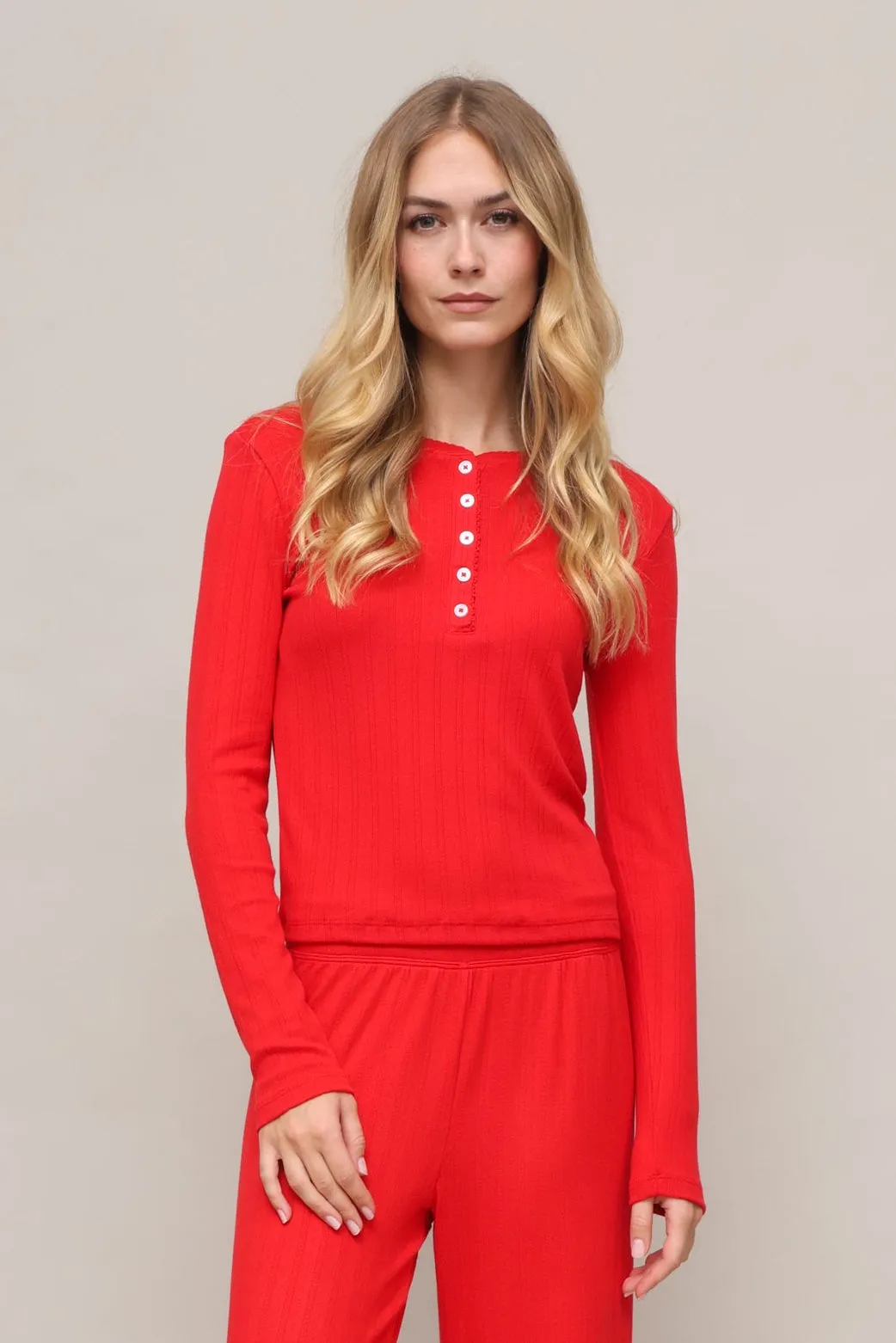 Holly Pointelle Long Sleeve Top sold by Mixology
