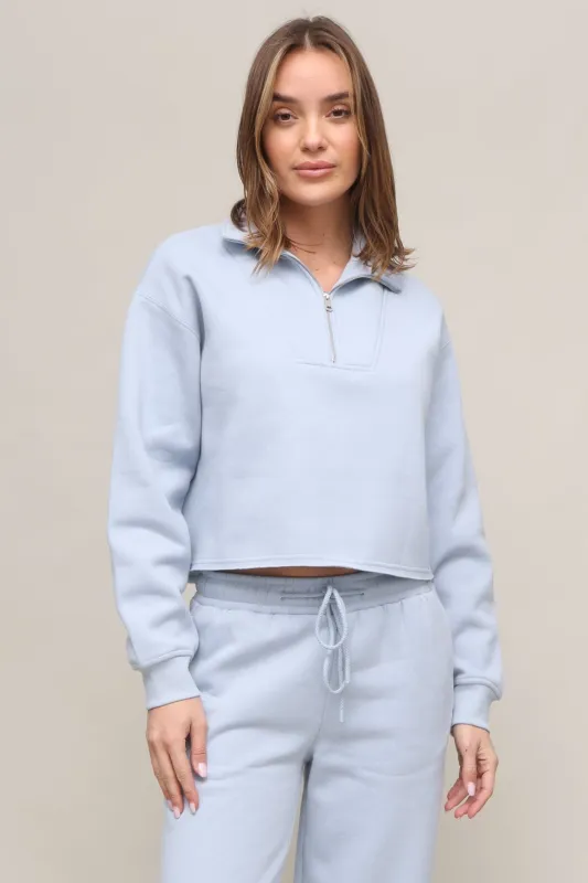 Luxe Raw Edge Zip Sweatshirt sold by Mixology