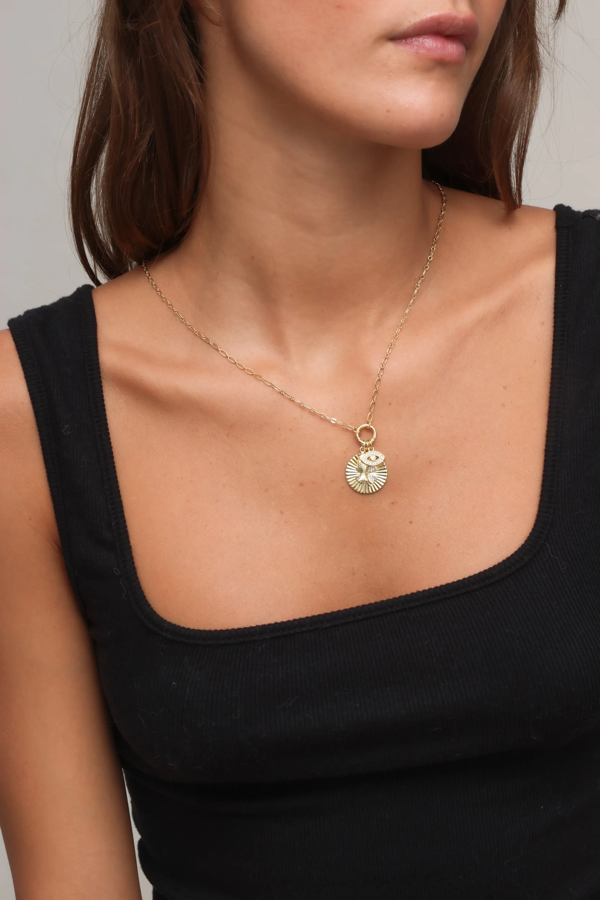 Chloe Clover Eye Charm Necklace sold by Mixology
