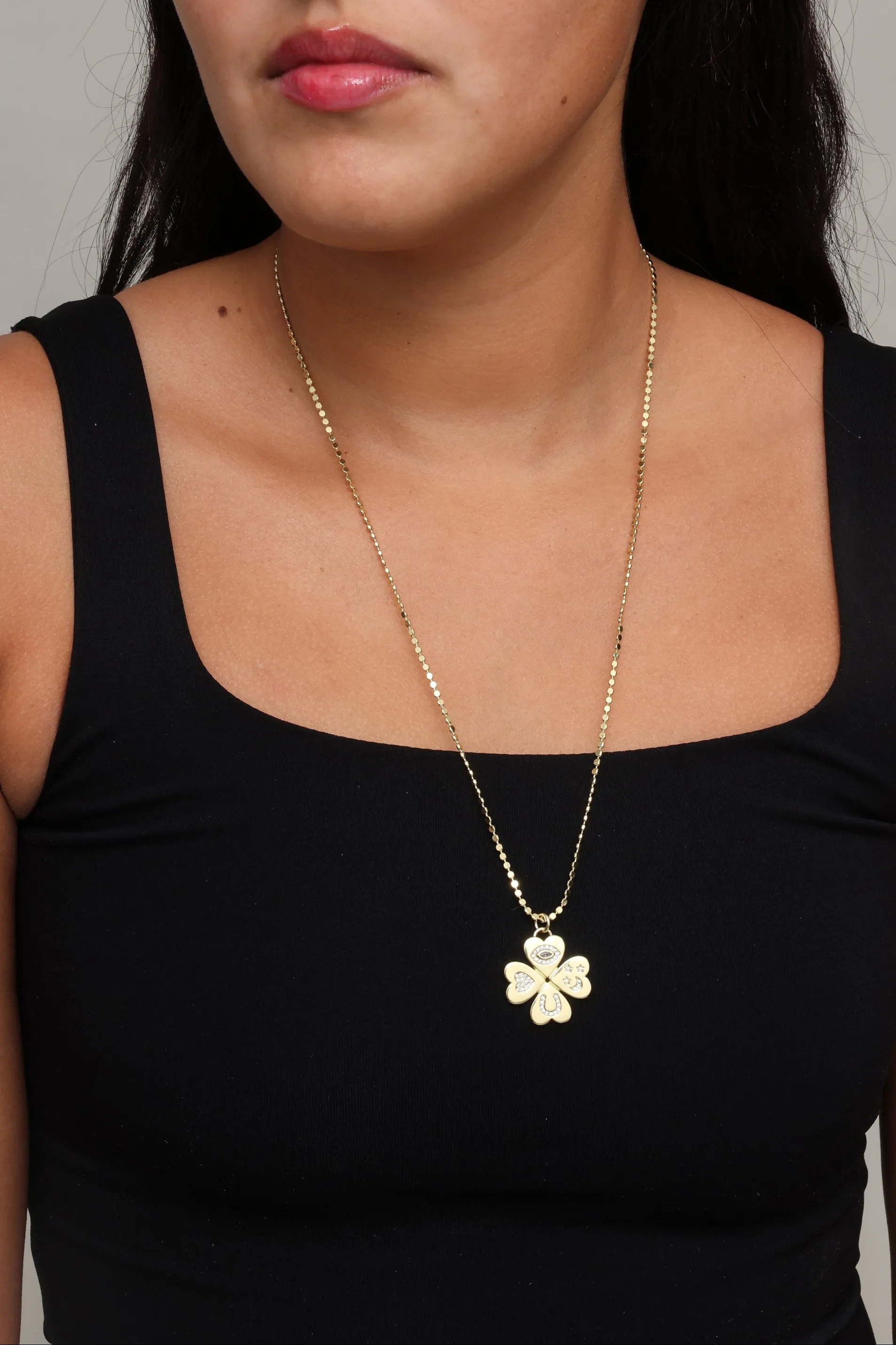 Felix Clover Pendant On 24" Chain Necklace sold by Mixology