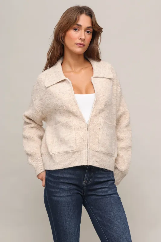 Cozy On Cue Zip Up Cardigan sold by Mixology