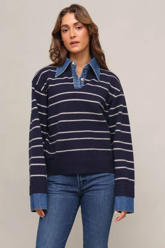 Topher Stripe Polo Sweater sold by Mixology