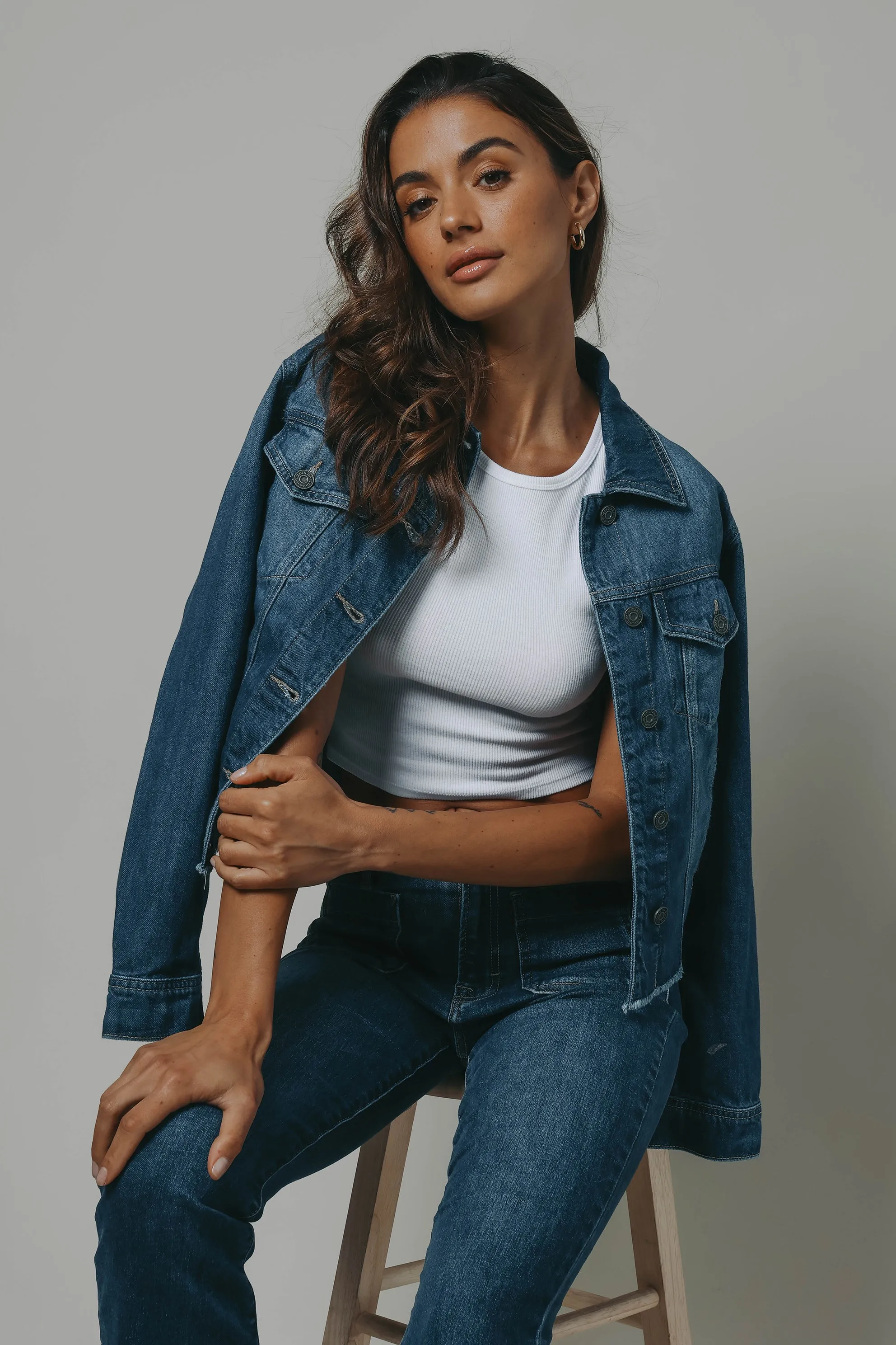 Dark Wash Trucker Denim Jacket sold by Mixology product image thumbnail 5