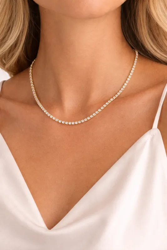 Selina Bezel Tennis Necklace sold by Mixology