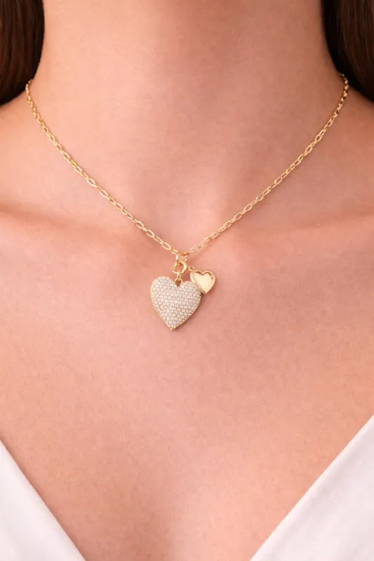 Heidi Double Hanging Hearts Necklace sold by Mixology