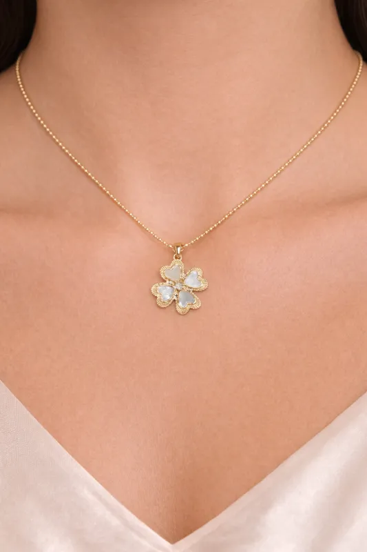 Alfie MOP Clover Heart Necklace sold by Mixology