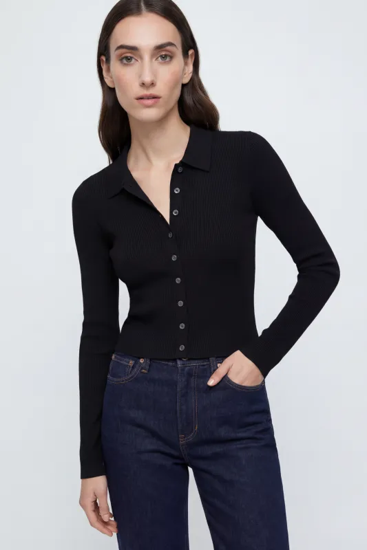 Amee Luxe Rib Long Sleeve Polo made by Perfectwhitetee