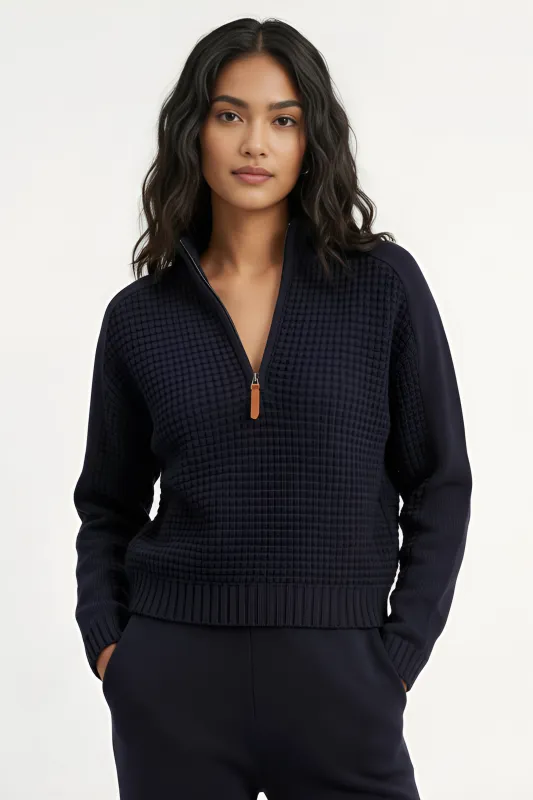 Jet Set Quarter Zip Sweater made by Central Park West
