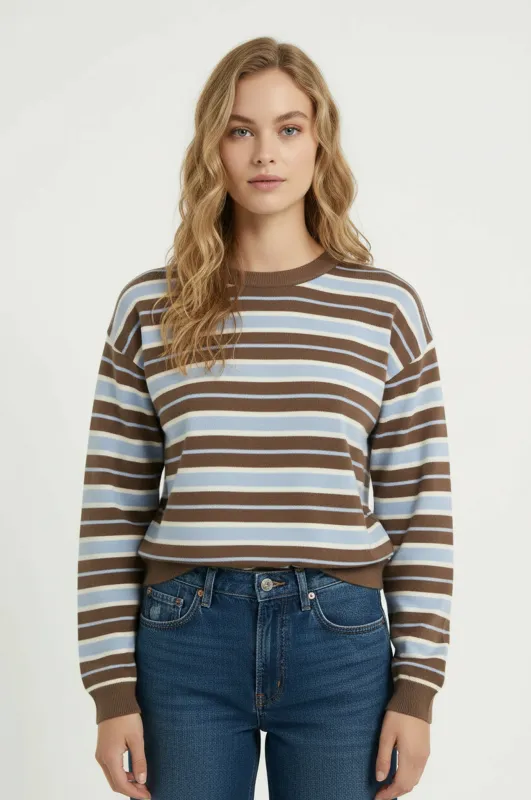 Mocha Sky Stripe Sweater sold by Mixology