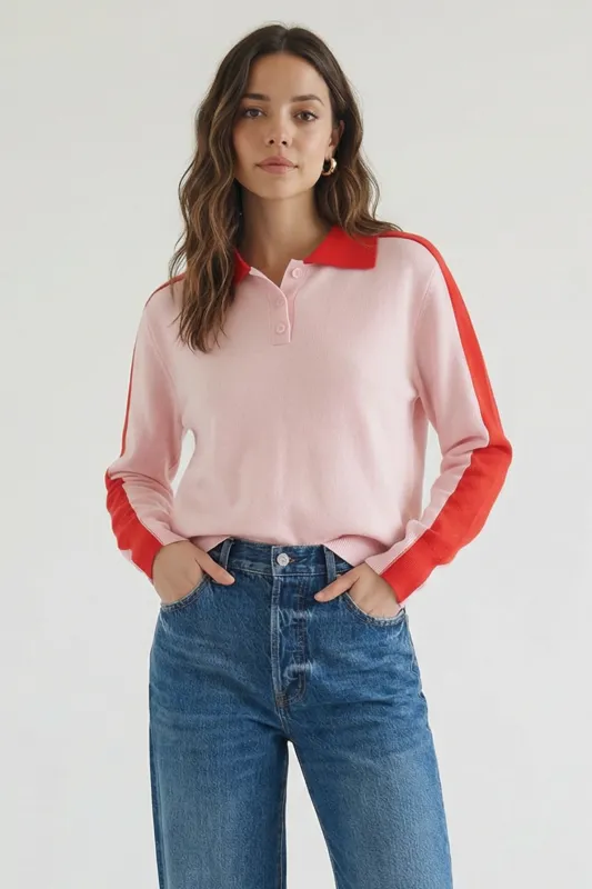 Racer Stripe Polo Sweater made by Mixology