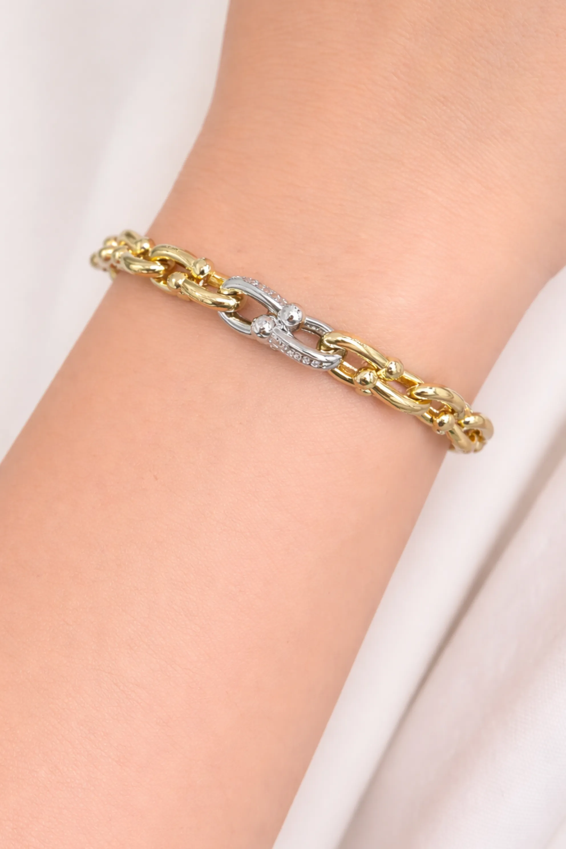 Zia Link Mixed Metal Bracelet sold by Mixology