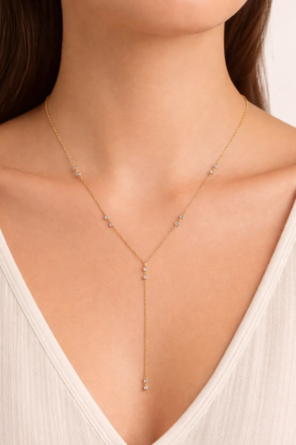 Briana Short Bezel Lariat sold by Mixology