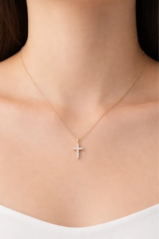 Kelsey Cz Cross Necklace made by Mixology