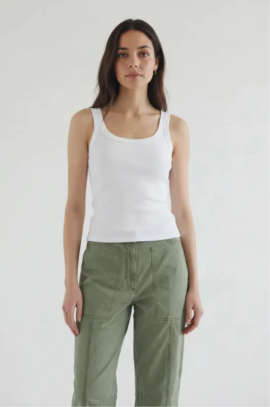 Ribbed Slim Scoop Neck Tank sold by Mixology