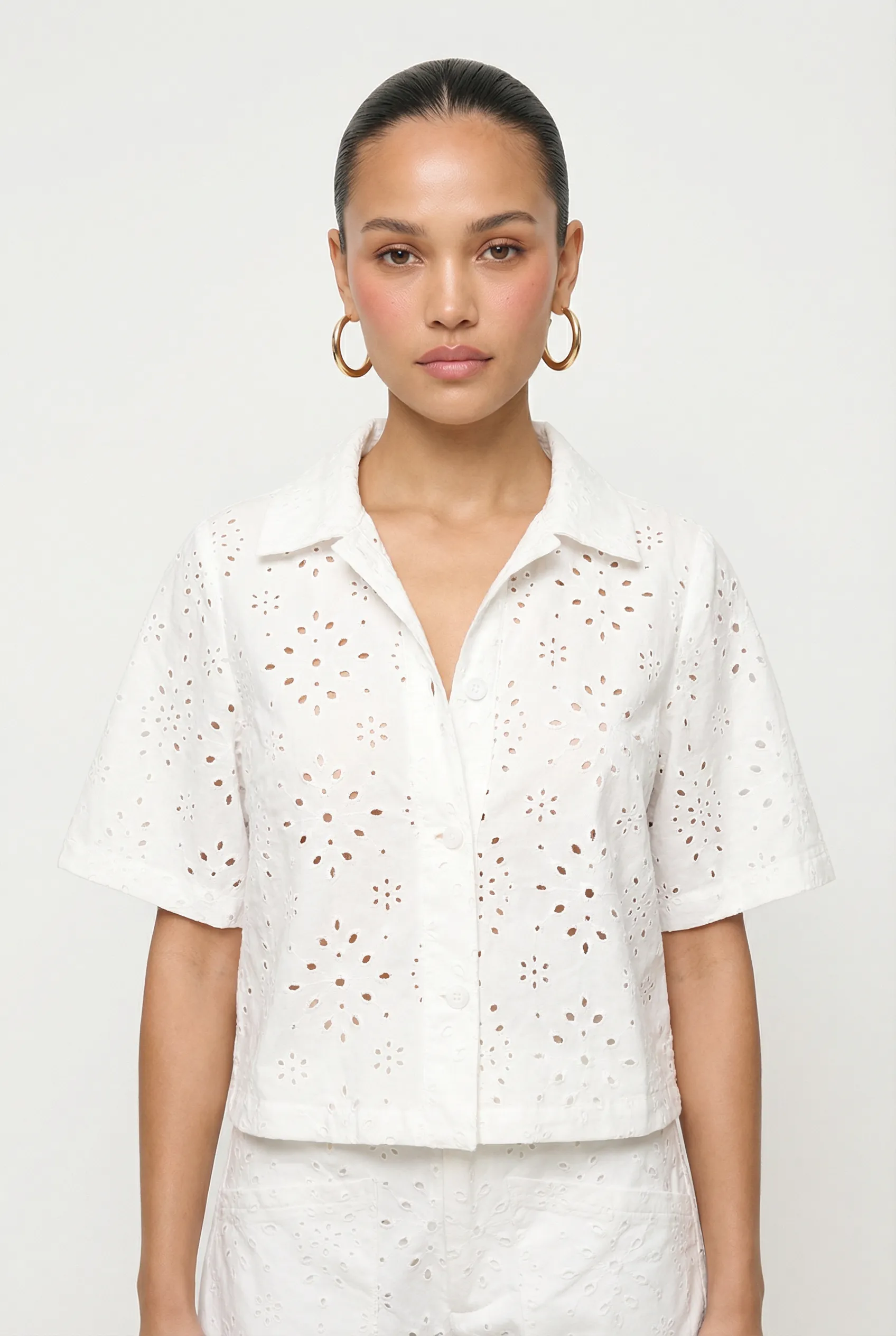 Paris Eyelet Button Down Shirt sold by Mixology