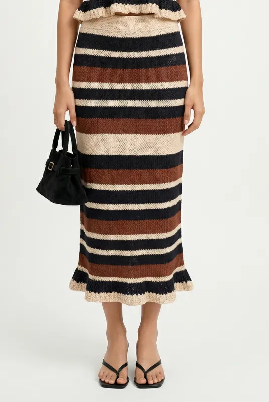 Mexi Stripe Midi Crochet Skirt sold by Mixology