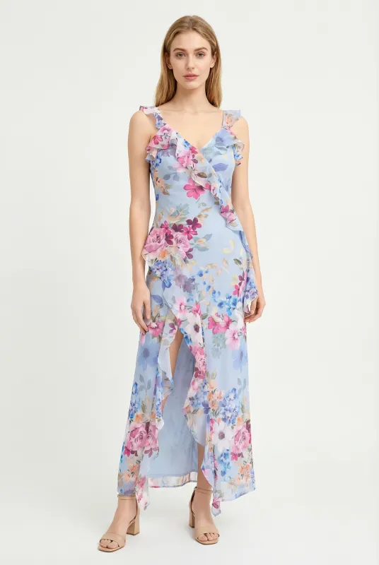 Valentina Ruffle Slit Dress made by Mixology