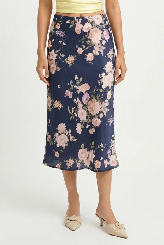 Rosie Satin Midi Skirt sold by Mixology