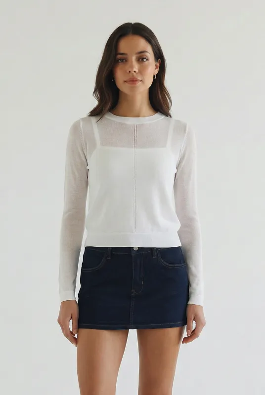 Farrah Sheer Crew Neck Sweater made by Central Park West
